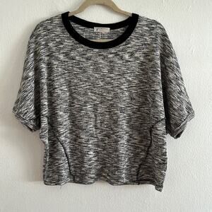 Free People Black & White Dolman  Sleeve Knit Sweater Top Dize S